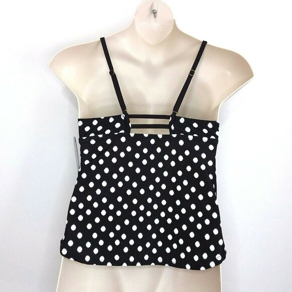 a.n.a. Women's Black/White Polka Dot Tankini Top - Picture 2 of 7